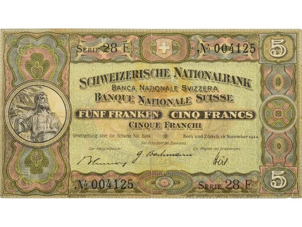 70071_1 5 Franken, 1944, Wilhelm Tell, gebraucht - > 50%