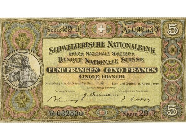 70078_1 5 Franken, 1946, Wilhelm Tell, leichte Gebrauchsspuren - > 90%