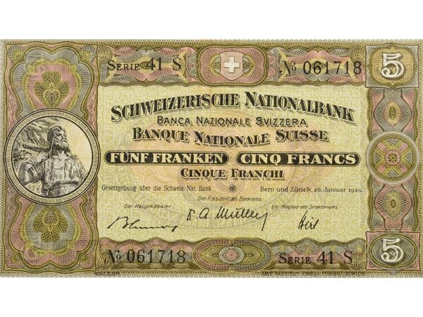 70087_1 5 Franken, 1949, Wilhelm Tell, wenig gebraucht - > 75%