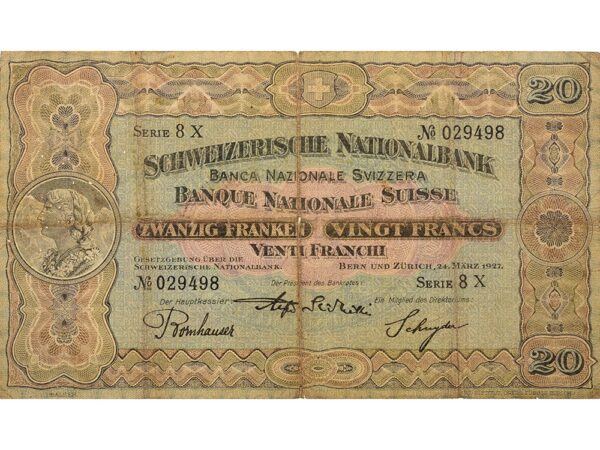 70151_1 20 Franken, 1927, Vreneli, gebraucht - > 50%