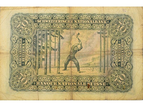 50 Franken, 1931, Holzfäller, gebraucht - > 50%