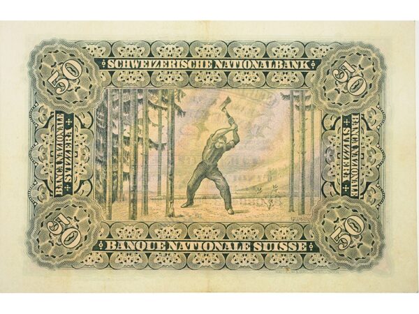 70223_2 50 Franken, 1937, Holzfäller, leichte Gebrauchsspuren - > 90%