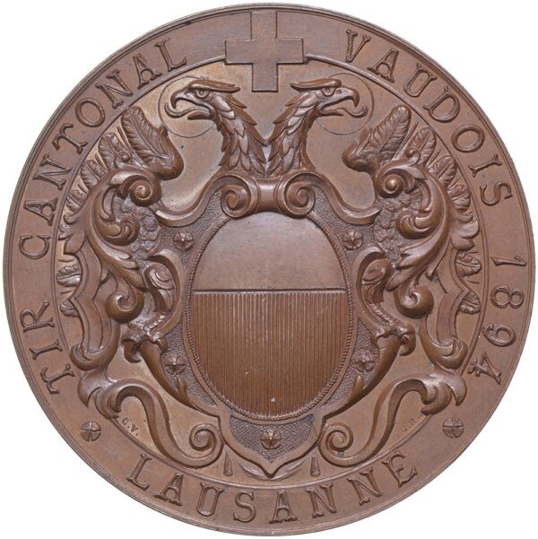 7028_1 Waadt, Lausanne, Kantonales Schützenfest, 1894, stgl, Bronze