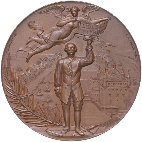 Waadt, Lausanne,  Kantonales Schützenfest, 1894, stgl, Bronze