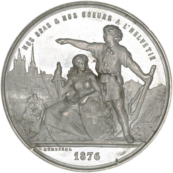 Waadt, Lausanne,  Eidgenöss. Schützenfest, 1876, unz, Zinn