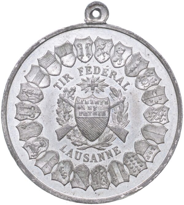 7041_1 Waadt, Lausanne, Eidgenöss. Schützenfest, 1876, vz-unz, Zinn