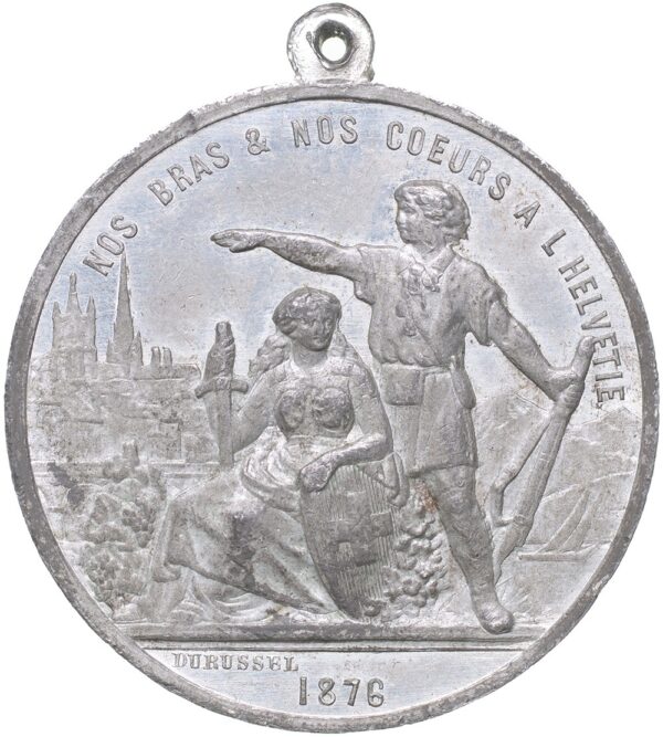 Waadt, Lausanne,  Eidgenöss. Schützenfest, 1876, vz-unz, Zinn