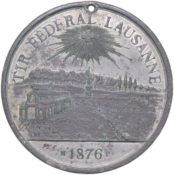7044_1 Waadt, Lausanne, Eidgenöss. Schützenfest, 1876, vz, Zinn