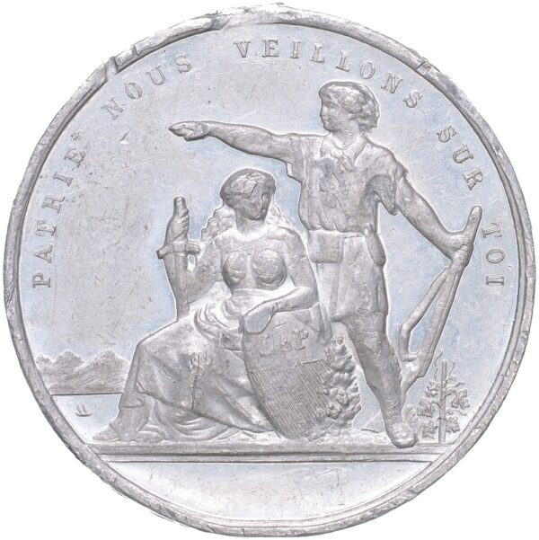 Waadt, Yverdon,  Kantonales Schützenfest, 1880, vz, Zinn