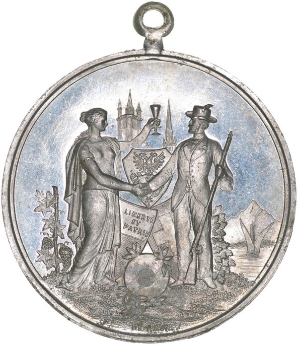 Waadt, Lausanne,  Kantonales Schützenfest, 1894, unz, Aluminium