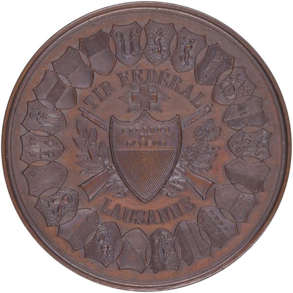 7059_1 Waadt, Lausanne, Eidgenöss. Schützenfest, 1876, unz/stgl, Bronze