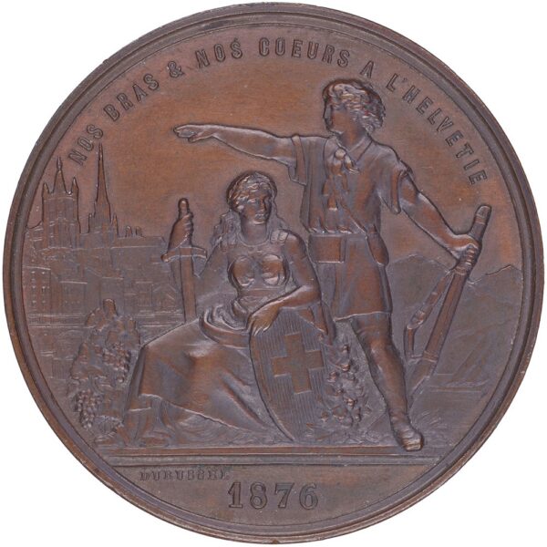 Waadt, Lausanne,  Eidgenöss. Schützenfest, 1876, unz/stgl, Bronze