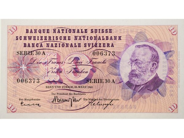 70662_1 10 Franken, 1963, Gottfried Keller, ungebraucht, bankfrisch - 100%