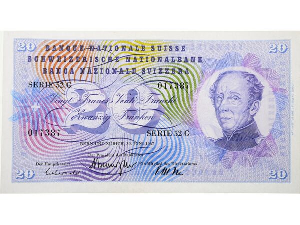 70779_1 20 Franken, 1967, General Dufour, ungebraucht, bankfrisch - 100%