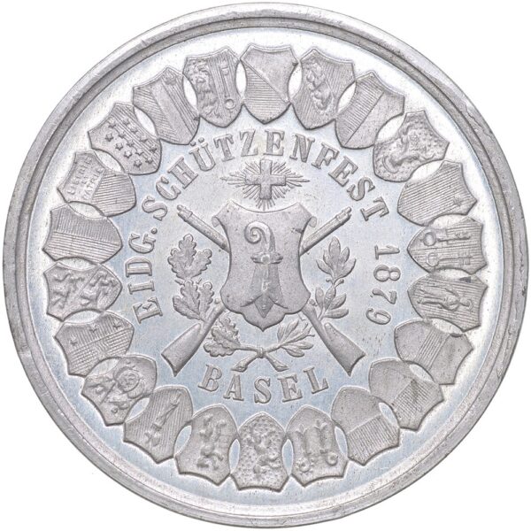 7086_1 Basel, Basel, Eidgenöss. Schützenfest, 1879, unz/stgl, Weissmetall