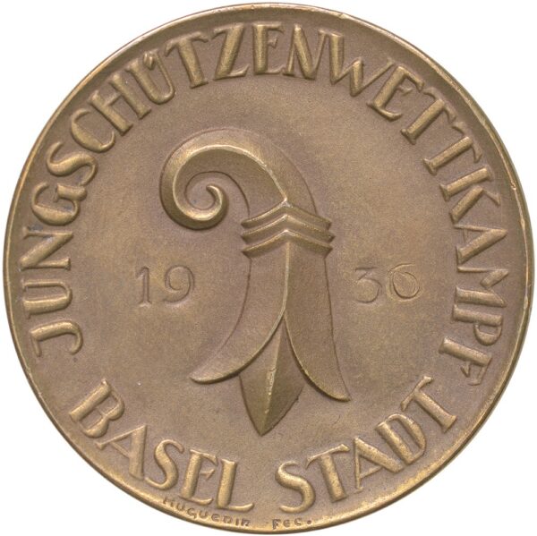 7090_1 Basel, Basel-Stadt, Jungschützenwettkampf, 1936, stgl, Bronze