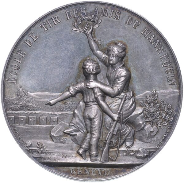 Genève, Genève,  Ecole de Tir des Amis du Mannequin, 1893, unz/stgl, Silber