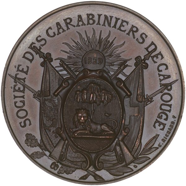 Genève, Carouge,  Tir d'inauguration, 1888, stgl, Bronze