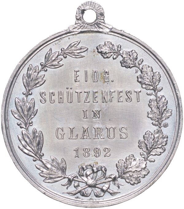 7116_2 Glarus, Glarus, Eidgenöss. Schützenfest, 1892, unz/stgl, Weissmetall
