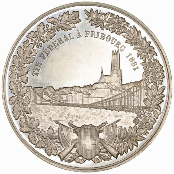 7178_1 Freiburg, Fribourg, Eidgenöss. Schützenfest, 1881, stgl, Weissmetall
