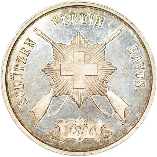 7210_1 Graubünden, Davos, Schützenverein, 1890, Stempelglanz