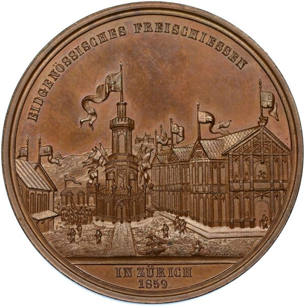 7218_1 Zürich, Zürich, Kantonales Schützenfest, 1859, unz/stgl, Bronze