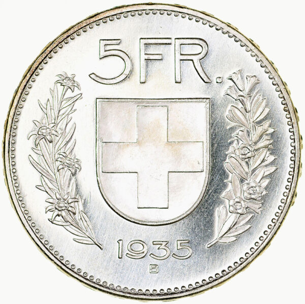 26701_1 5 Franken, 1935, Erstabschlag