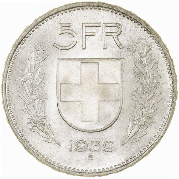 5 Franken, 1939, unz/stgl