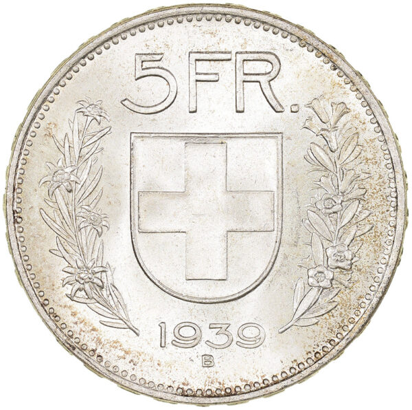 5 Franken, 1939, Stempelglanz