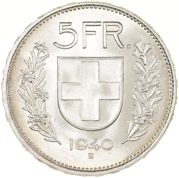 5 Franken, 1940, Stempelglanz