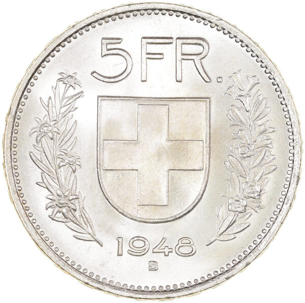 5 Franken, 1948, unz/stgl