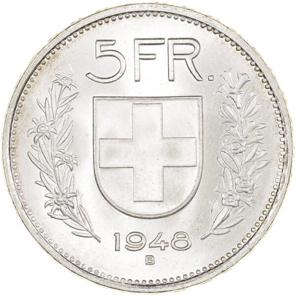 5 Franken, 1948, Stempelglanz