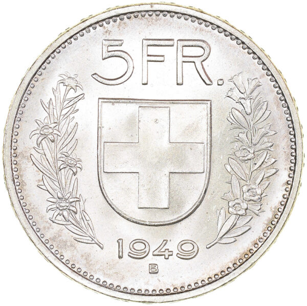 5 Franken, 1949, unz/stgl