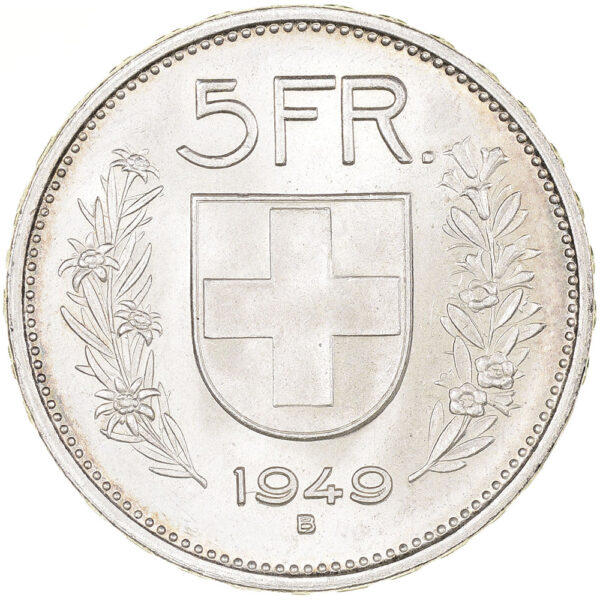 5 Franken, 1949, Stempelglanz