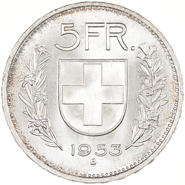 5 Franken, 1953, Stempelglanz