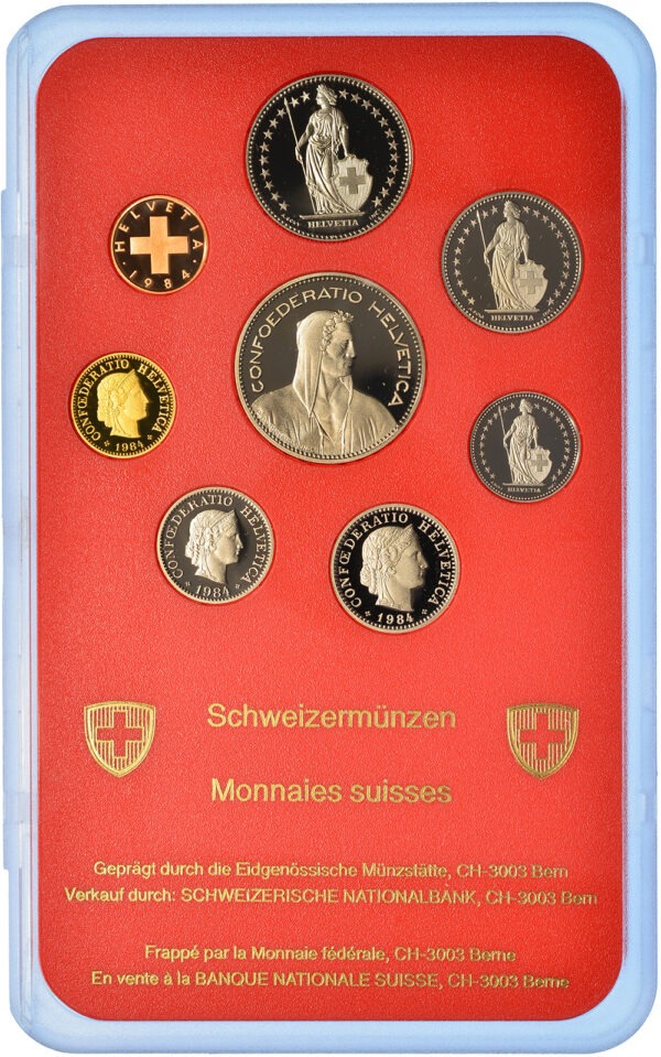 Münzensatz, 1984, Polierte Platte